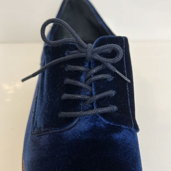 L’intervalle Blue Velvet Platform Wedge Lace Up Shoes Size 38‎ - Picture 14 of 16